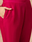 Pink  Silk Blend Embroideried A-Line Kurta Trouser