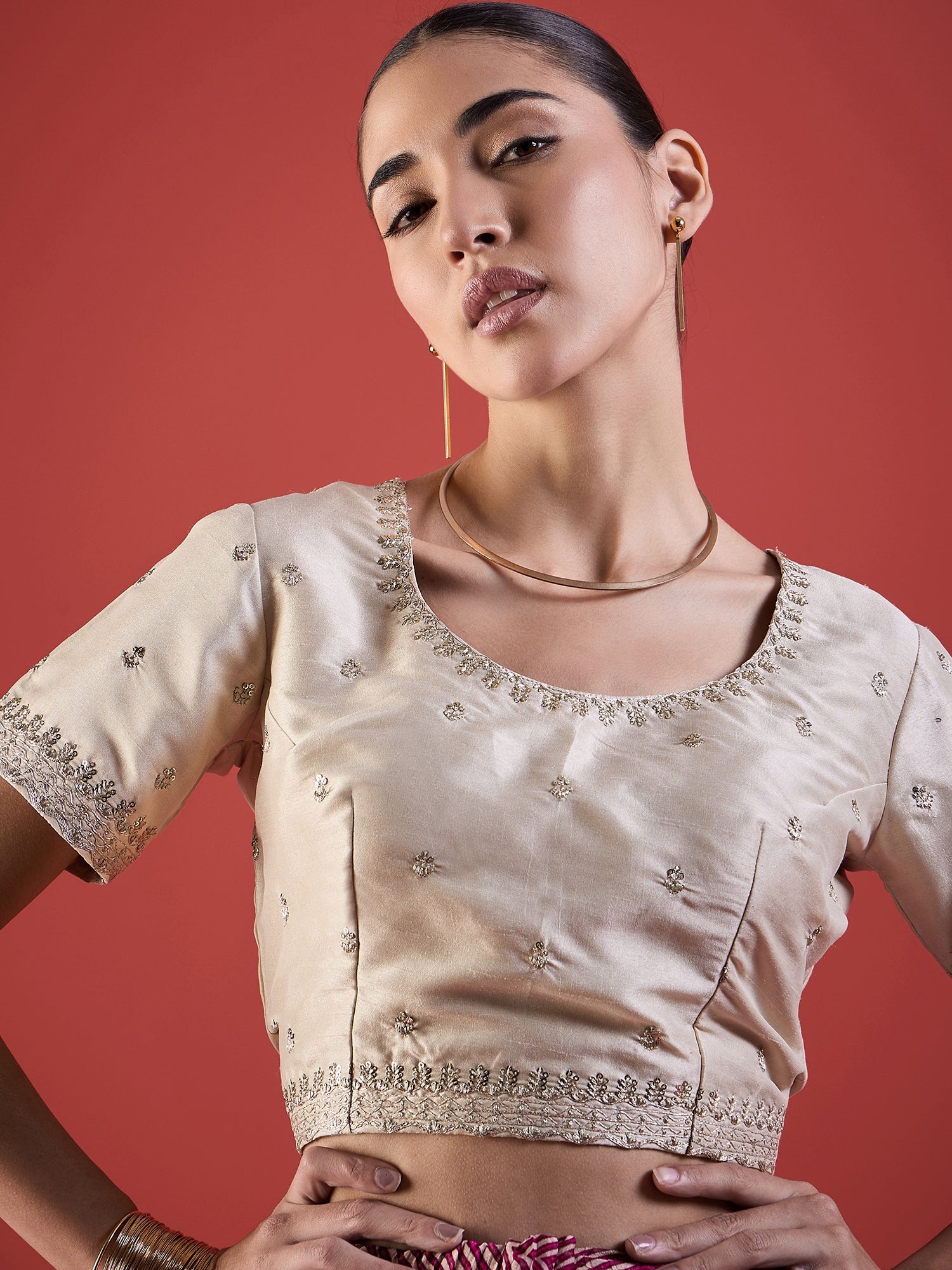 Wine  Pure Chiffon ZigZag Pattern Print With Embellished Lace Saree with Unstitched Fancy Blouse