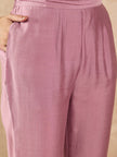 Mauve  Chanderi Silk Embroideried A-Line Kurta Trouser