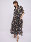 Multi BLENDED Printed Regular Sleeves Floral Dress