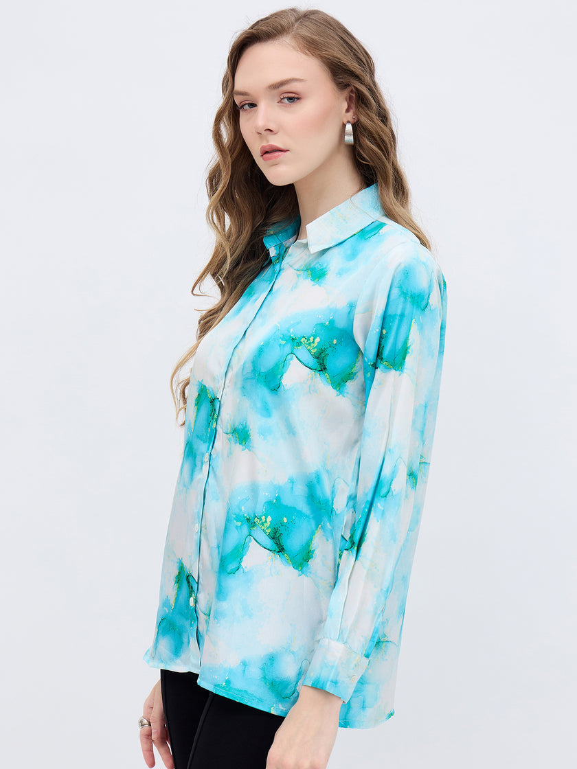 Multi Polyester Printed NA Regular Sleeves Tie and Dye Tops