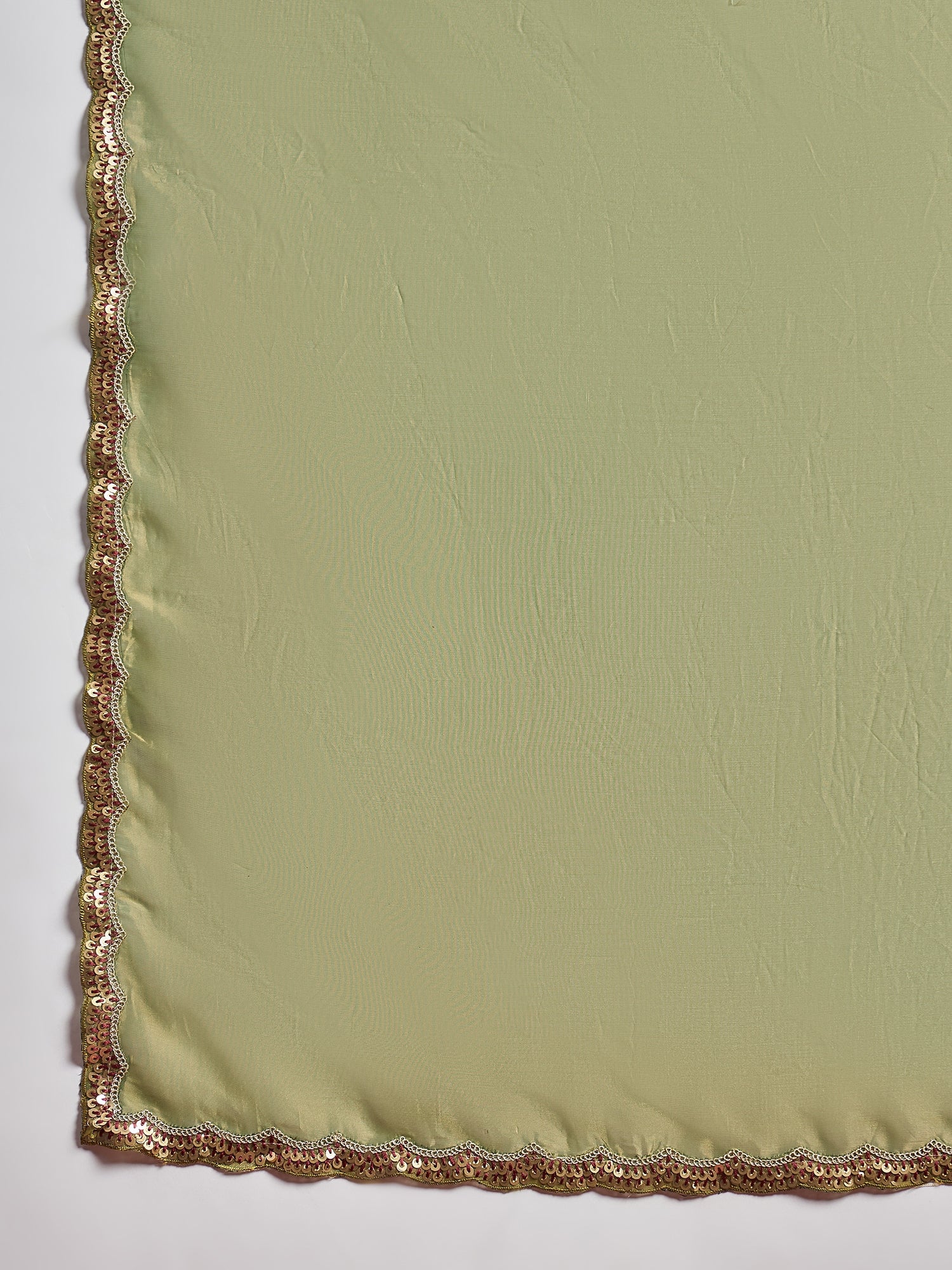 Green Organza Solid With Embellished Lace Saree with Unstitched Fancy Blouse