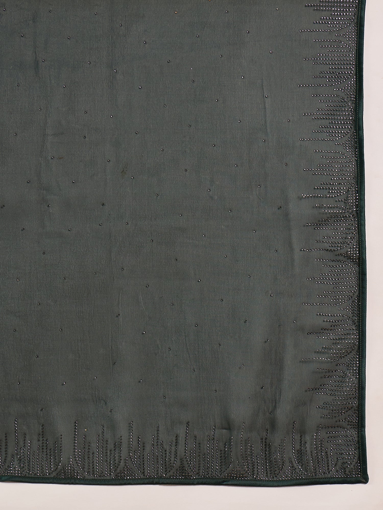 Green Georgette Solid With Stone Work Border Saree with Unstitched Fancy Blouse