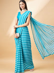 Blue Georgette Printed  Saree with Unstitched Fancy Blouse