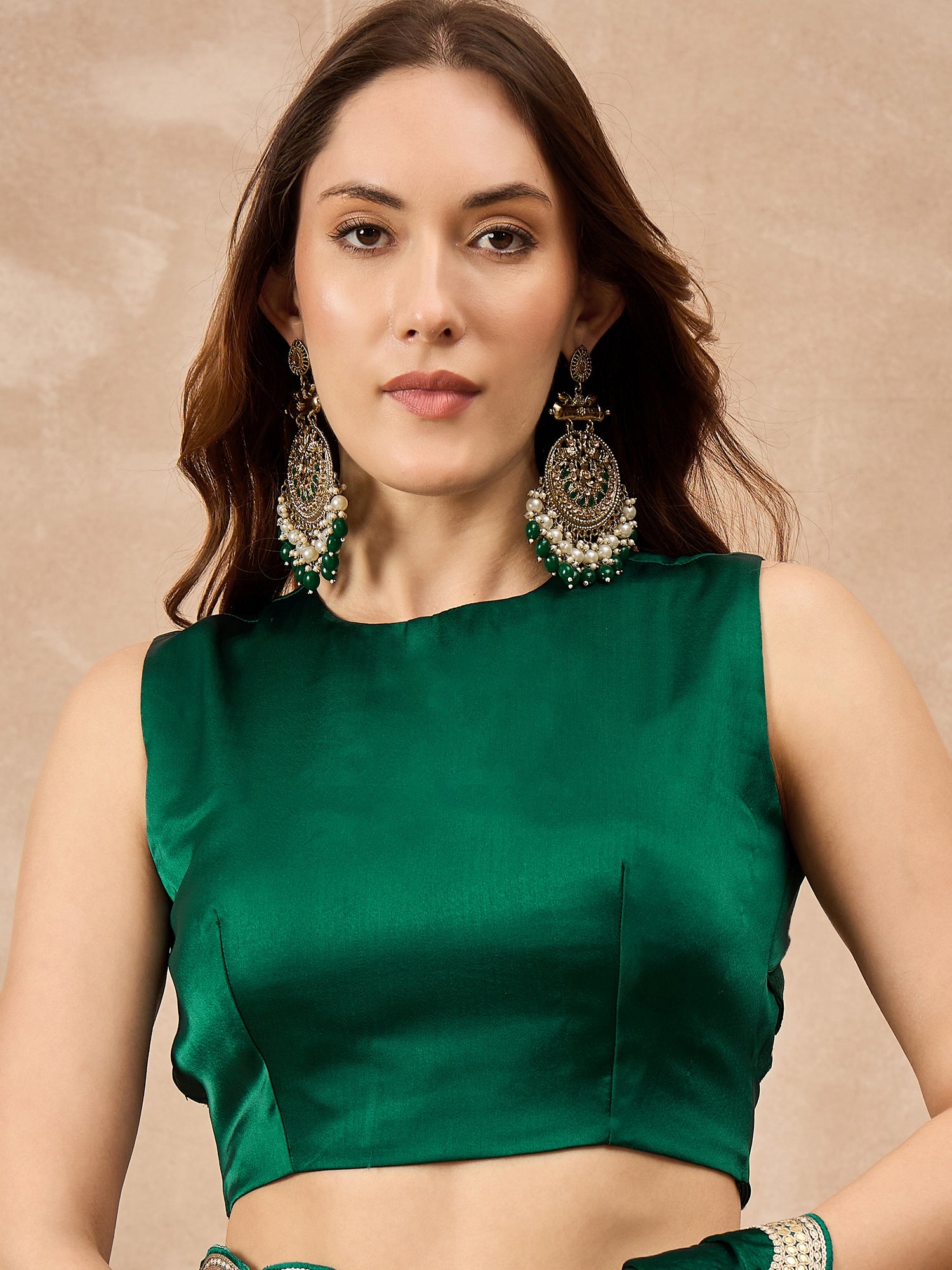 Green Organza Solid with Gota Lace Saree with Unstitched Blouse