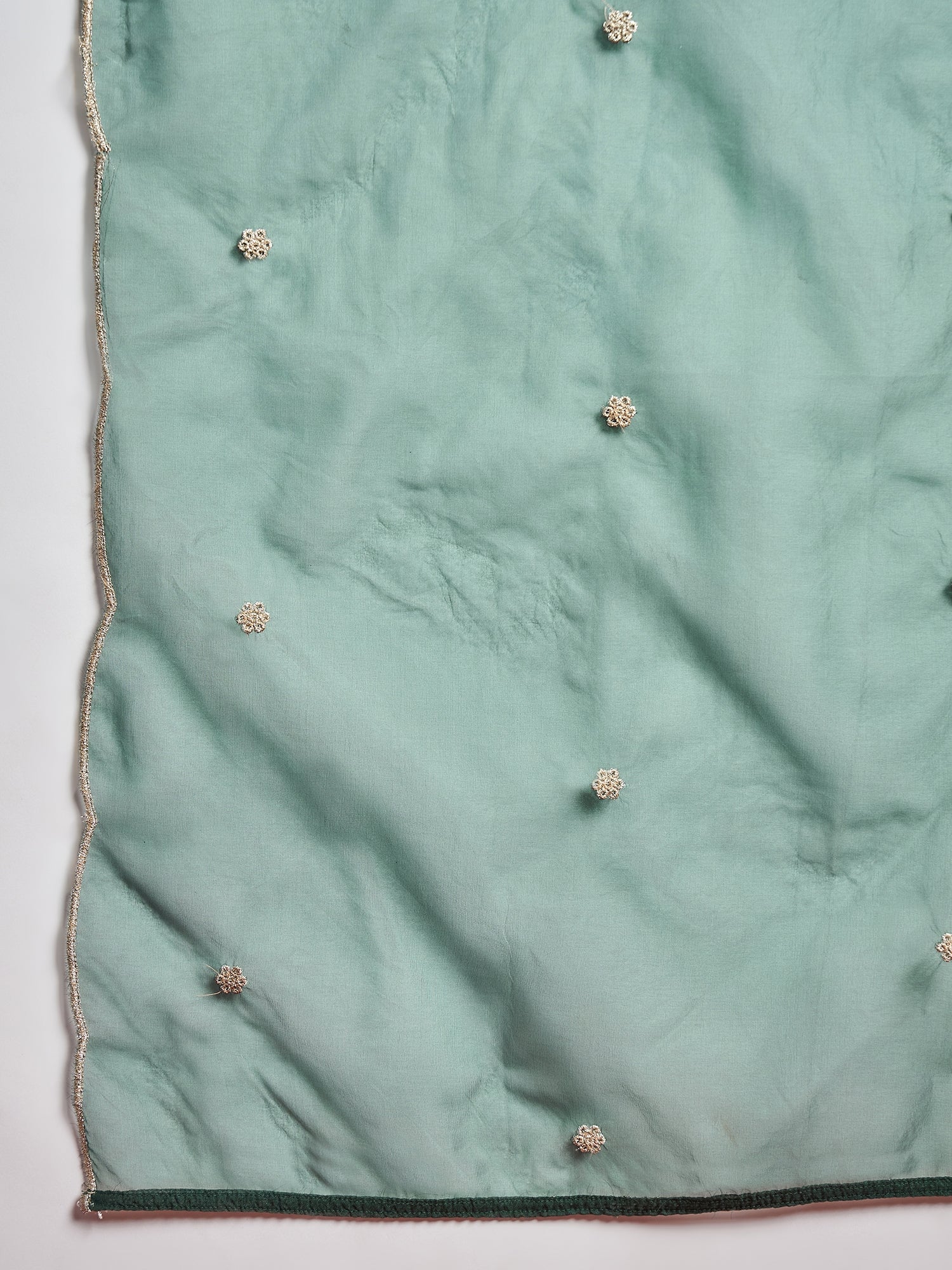 Green  Chinon Embroideried Anarkali Kurta  Trouser