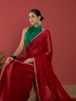 Maroon Satin Solid with Embllished Border Saree with Unstitched Fancy Blouse