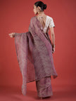 Wine  Pure Chiffon ZigZag Pattern Print With Embellished Lace Saree with Unstitched Fancy Blouse