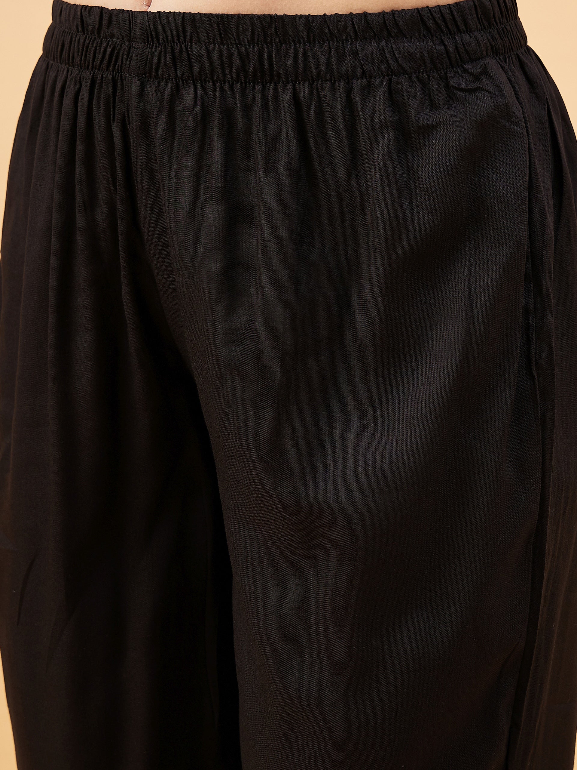 Black Pure Cotton  Printed  Anarkali Kurta  Trouser